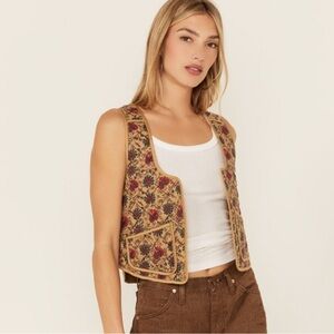 Free People Kenzie Quilted Vest in Natural Size Medium